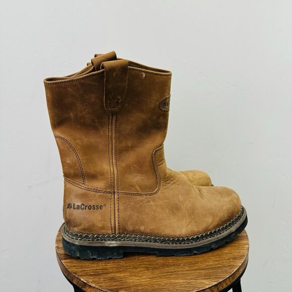 Lacrosse Solid Brown Leather Western Work Boot Men’s Size 9 - Picture 4 of 9